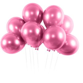50 Pièces Ballon Rose,Ballons Anniversaire,Métal Ballons,12 Pouces(30cm),Ballons de Baudruche,100% Latex Naturel,Decoration Anniversaire,Ballon à l'hélium