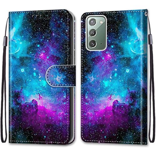 Pochette Coque Pour Samsung Note20 Etui En Cuir Flip Pu Avec Tpu Silicone Antichoc Housse Support Portable Wallet Coque Elegant Protection Etui Pour Samsung Galaxy Note20,Ciel Etoile