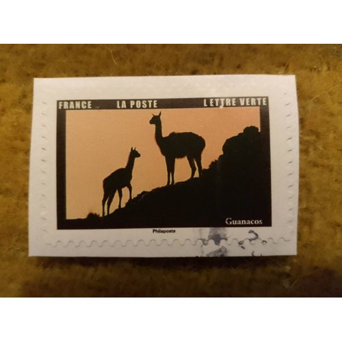 Timbre Oblitéré France Lettre Verte Guanacos.