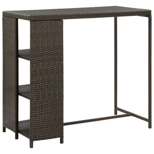 Table De Bar Avec Rangement Marron 120x60x110 Cm Résine Tressée