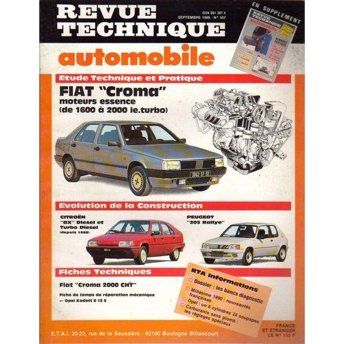 Revue Technique Automobile  N° 507 : Fiat Croma Mot. Ess.(De 1600 À 2000 Ie.Turbo)