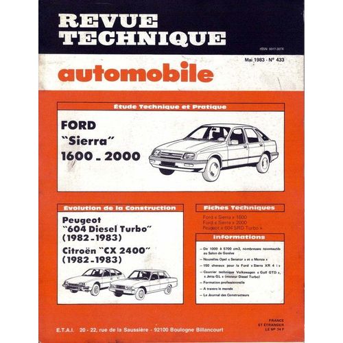 Revue Technique Automobile  N° 433 : Ford Sierra 1600-2000