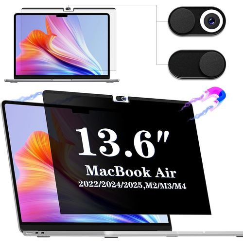 Filtre de Confidentialité Magnétique pour MacBook Air 13,6 Pouces (M2/M3, 2022/2024), Filtres d'écran pour Ordinateur Portable Amovible, Anti-Lumière Bleu Ecran Confidentialité