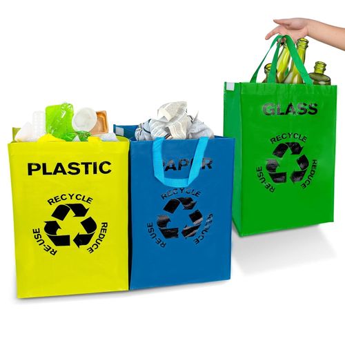 Gouts Et Couleurssystème De Tri Sélectif - Lot De 3 Sacs De Recyclage - 40 L - Grand Bac De Collecte Pour Le Stockage Des Déchets Dans La Cuisine - Pour Le Verre, Le Plastique Et Le Papier