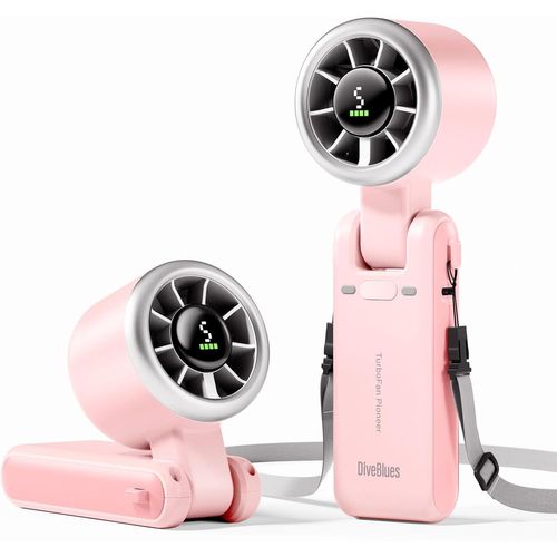 GOUTS ET COULEURSVentilateur Portable À Main, Ultra Rapide 10M/S, 5 Vitesses, Batterie Rechargeable, Jusqu'À 12H, 3-En-1 Ventilateur De Poche Avec Technologie Turbo Pour Extérieur, Voyage, Travail