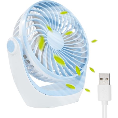 GOUTS ET COULEURSVentilateur De Bureau Usb 3 Vitesses, Silencieux, Rotation À 360°, Mini Ventilateur Portable Pour La Maison, Le Bureau, Les Voyages, Flux D'Air Puissant, Silencieux, Compact, Recharg