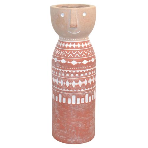 Support De Plante En Polyresin Avec Visage Terracotta Décoré Dec050063