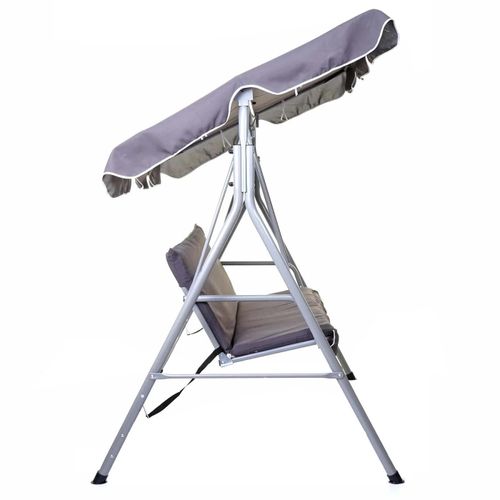 Balancelle De Jardin 3 Places Uv 50+ Toit Réglable 197 X 185 Cm Gris Foncé 04_0007030