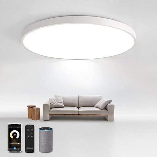 Ytseazn-Smart Plafonnier Led 54w Dimmablewlan Plafonnier Compatible Avec Alexa Et Google Home 3000-6500k Plat Rond Lamp Pour Chambre À Coucher Salon Cuisine Couloir Balcon Cave Ø50cm
