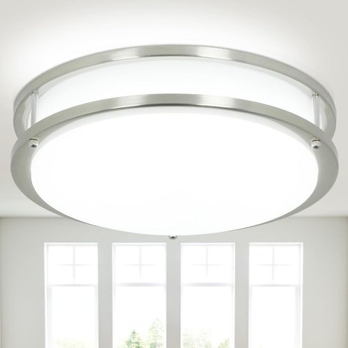 Ytseazn-Lampe Plafonnier Led Verre À Trois Ampoulesmoderne,Applique Plafond Verre,Éclairage Plafond Intérieur(32w Nickel Satiné)
