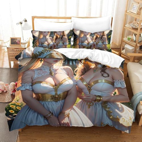 Anime Girls Parure De Lit Pi¨¨Ces Avec Housse De Couette Imprim¨¦E En D Pour Enfants Et Adultes Avec Taies D'oreiller En Microfibre Avec Fermeture ¨¦Clair