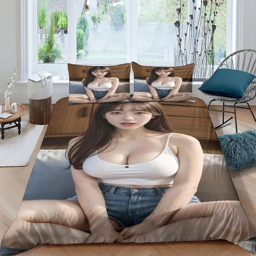 Sexy Girls 3d Imprim¨¦ Belle Femme Parure De Lit Housse De Couette Housse De Couette Avec Taies D'oreiller Pour Enfants Et Adultes Microfibre 3 Pieces