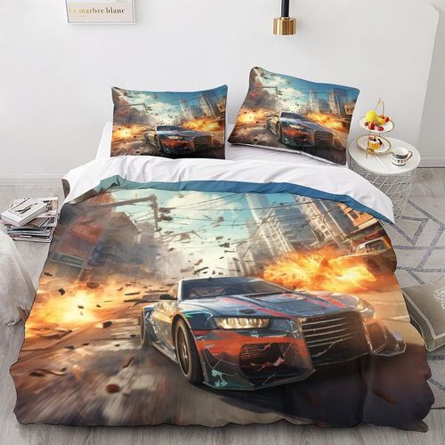 Need For Speed Housse De Couette Imprim¨¦E 3dspeed Racer Housse De Couette Housse De Couette Parure De Lit Adc Pi¨¨Ces Avec Taies D'oreiller En Microfibre Pour Enfants Et Adultes