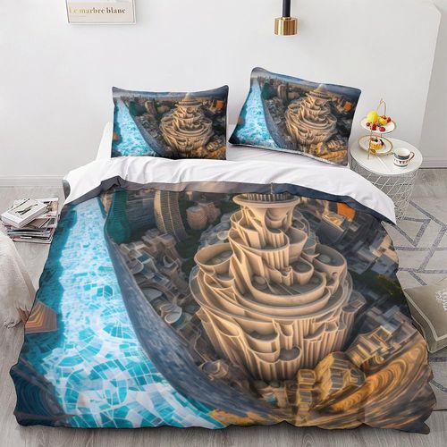 Architecture 3d Imprim¨¦ Cerf Sacr¨¦ Housse De Couette Housse De Couette Housse De Couette Ensemble De Literie Pour Enfants Et Adultes Adc Pi¨¨Ces Avec Taies D'oreiller Microfibre