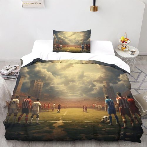 Kick The Ball 3d Imprim¨¦ Football Fire Parure De Lit Housse De Couette Housse De Couette En Microfibre Avec Taies D'oreiller Pi¨¨Ces Adc Pour Enfants Et Adultes