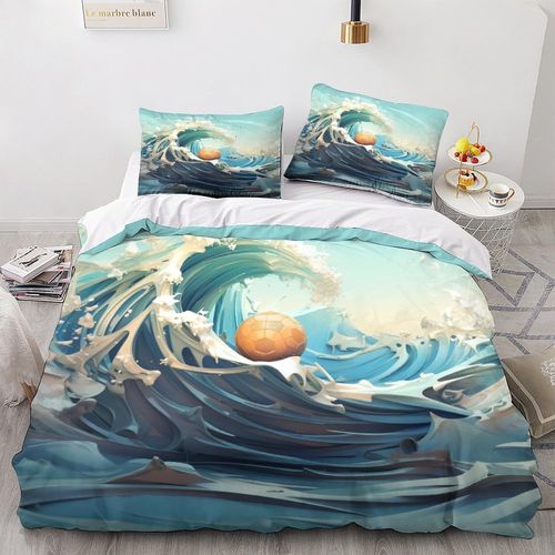 Kick The Ball 3d Imprim¨¦ Football Fire Parure De Lit Housse De Couette Housse De Couette Housse De Couette En Microfibre Pour Enfants Et Adultes Avec Taies D'oreiller 3 Pieces