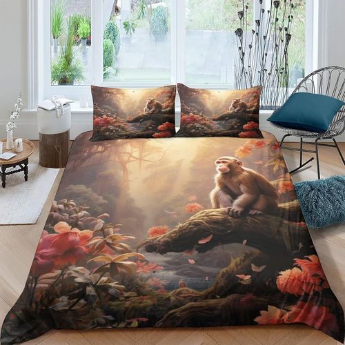 Monkey Fantasy Color Parure De Lit Abstraite Avec Paysage Et Art Pour Lit Double ( X Cm)