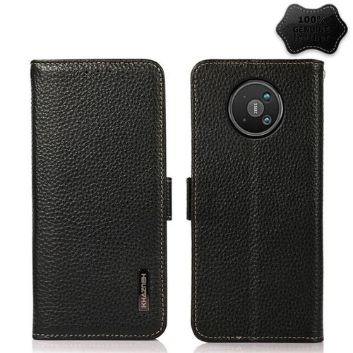 Coque De Téléphone Nokia 8 V 5g - Cuir Véritable,Rfid,Latéral Magnétique,Noir Noir