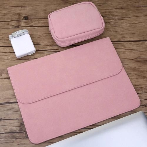 Sacoche pour ordinateur portable - 2 en 1 Intérieur en cuir mat & Power Bag pour MacBook 12"" Rose Rose