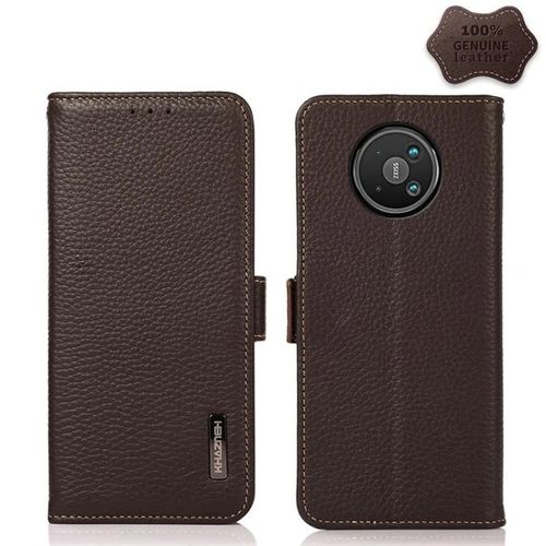 Coque De Téléphone Nokia 8 V 5g - Cuir Véritable,Rfid,Aimant Latéral,Marron Marron