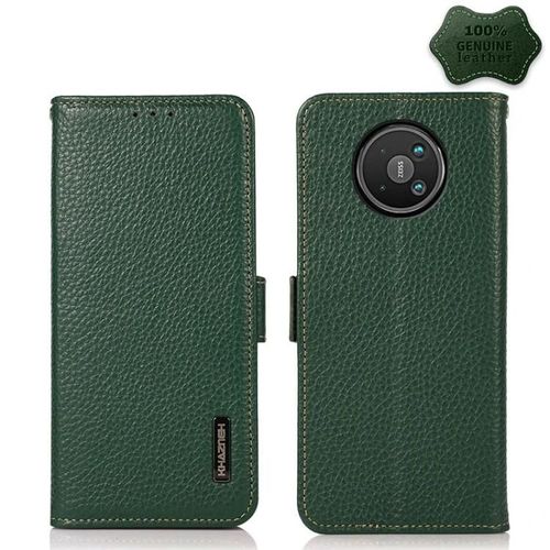 Coque De Téléphone Nokia 8 V 5g - Cuir Véritable,Rfid,Latéral Magnétique,Vert Vert