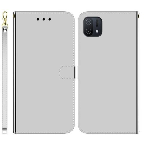 Étui En Cuir Oppo A16k Flip - Surface Miroir Imitée,Argent Argent