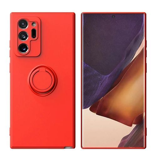 Coque Samsung Galaxy Note20 Ultra - Rouge Silicone Avec Béquille Anneau Rouge