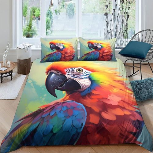 Parrot 3d Parure De Lit Avec Housse De Couette Et Taies D'oreiller Pour Lit Double ( X Cm)