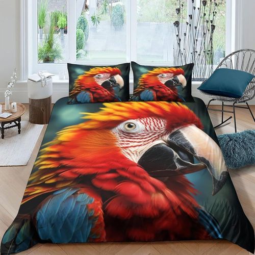 Parrot 3d Parure De Lit Avec Housse De Couette Et Taies D'oreiller Pour Lit Double ( X Cm)