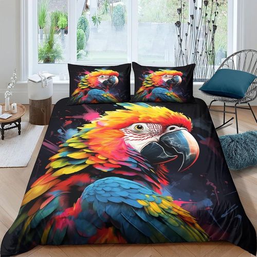 Parrot 3d Parure De Lit Avec Housse De Couette Et Taies D'oreiller Pour Lit Double ( X Cm)