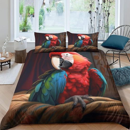 Parrot 3d Parure De Lit Avec Housse De Couette Et Taies D'oreiller Pour Lit Double ( X Cm)