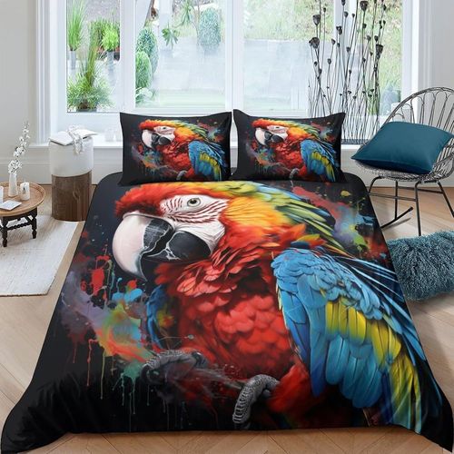 Parrot 3d Parure De Lit Avec Housse De Couette Et Taies D'oreiller Pour Lit Double ( X Cm)