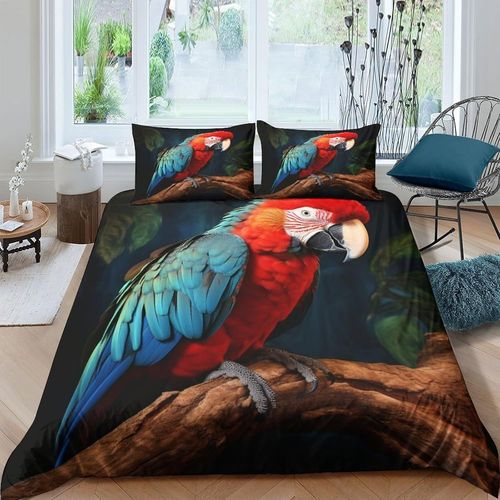 Parrot 3d Parure De Lit Avec Housse De Couette Et Taies D'oreiller Pour Lit Double ( X Cm)
