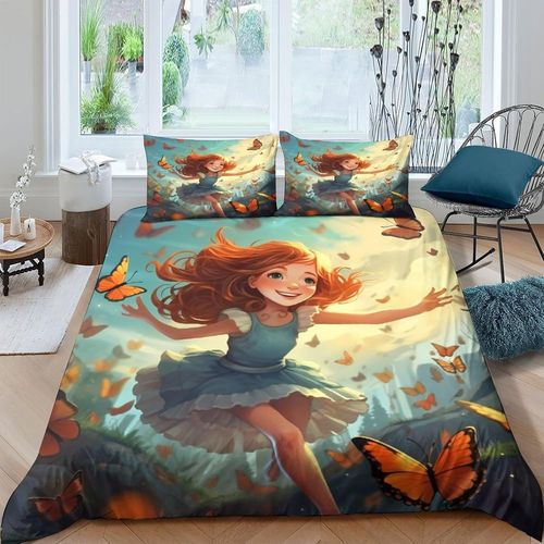 Parure De Lit Avec Housse De Couette Et Taies D'oreiller - Ailes De Papillon - Couleur Fantaisiste - Paysage Abstrait - D¨¦Coration Adc - Parure De Lit Avec Taies D'oreiller - P