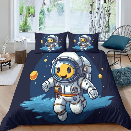 Astronaut 3d Parure De Lit Avec Housse De Couette Et Taies D'oreiller Pour Lit Double ( X Cm)
