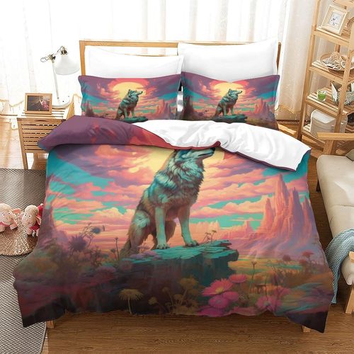 Wolf 3d Ensemble De Housse De Couette Motif Imprim¿¿ Literie Animaux Housse De Couette