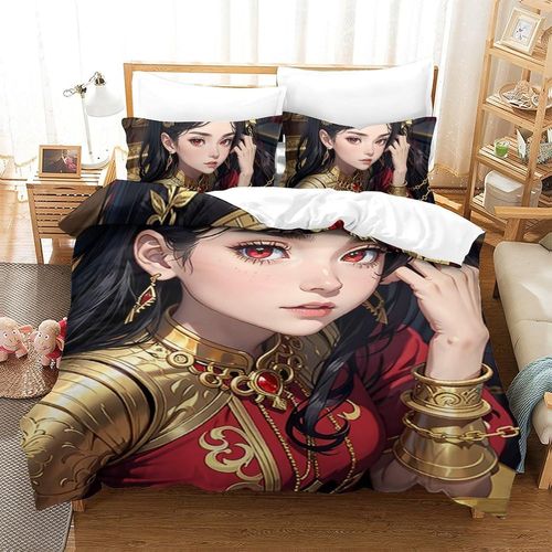 Anime Girls 3d Housse De Couette Imprim¨¦E Housse De Couette Parure De Lit Housse De Couette Avec Taies D'oreiller 3 Pieces Microfibre Pour Enfants Et Adultes
