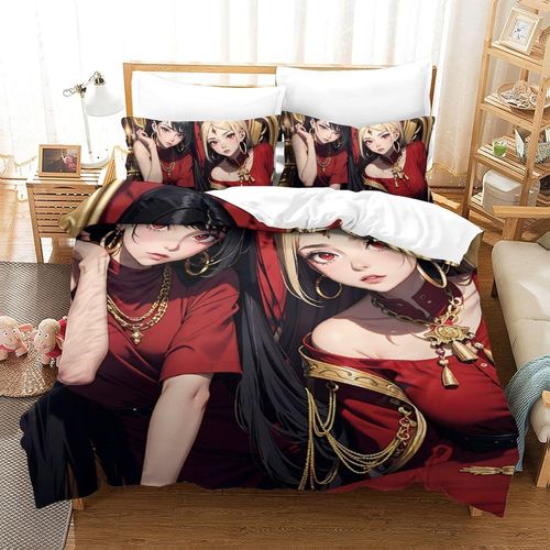 Anime Girls 3d Housse De Couette Imprim¨¦E Housse De Couette Parure De Lit Housses De Couette Pour Enfants Et Adultes Avec Taies D'oreiller 3 Pieces Microfibre