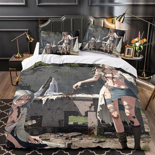 Parure De Lit Imprim¨¦E Girl Ruins 3d, Housse De Couette En Microfibre Avec Taies D'oreiller, Pi¨¨Ces Adc Pour Enfants Et Adultes
