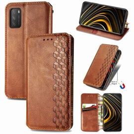 Xiaomi Poco M3 Case - Cuir Pu Magnétique,Emplacements Pour Cartes Et Support (Noir) Marron