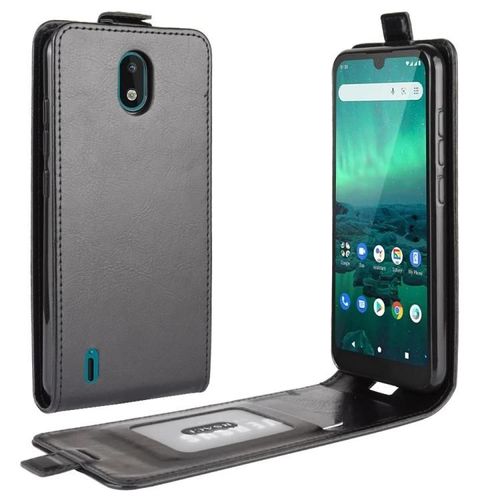 Nokia 1.3 Étui À Rabat En Cuir - Design Vertical,Emplacements Pour Cartes Et Cadre Photo Noir