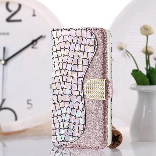 Étui En Cuir De Poudre À Paillettes Laser Pour Samsung Galaxy Note20 Ultra - Texture Crocodile,Fentes Pour Cartes Et Portefeuille