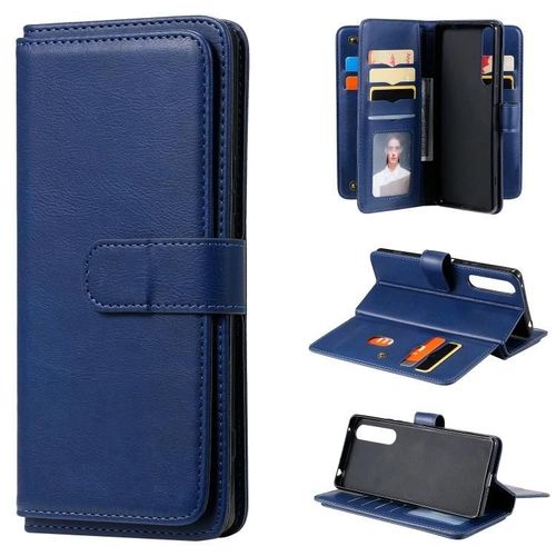 Sony Xperia 1 Ii Étui En Cuir - Boucle Magnétique Multifonctionnelle,10 Emplacements Pour Cartes,Portefeuille Et Cadre Photo,Bleu Marine Bleu Marine