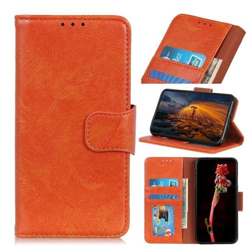 Étui En Cuir Oneplus 8t - Texture Nappa,Design Flip,Fentes Pour Cartes,Portefeuille - Orange Orange