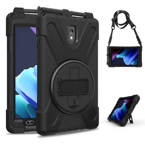 Coque Silicone + Pc Antichoc Pour Samsung Galaxy Tab Active 3 T570/T575 - Noir Avec Support & Sangles Noir