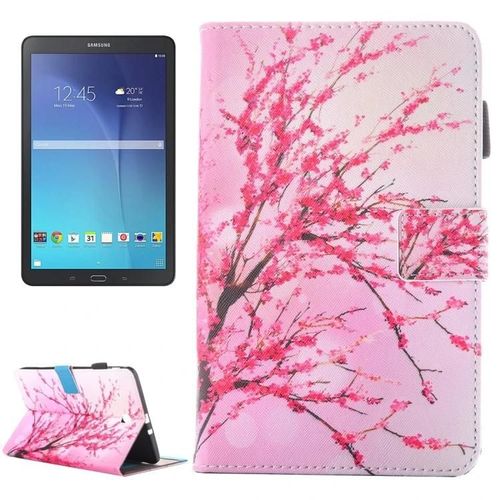 Coque Galaxy Tab E 9.6 - Cuir À Rabat Fleur De Pêcher Avec Fentes Pour Carte Et Stylet