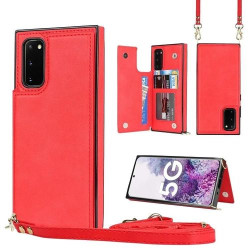 Étui À Bandoulière Samsung Galaxy Note20 - Double Boucle,Fentes Pour Cartes,Rouge