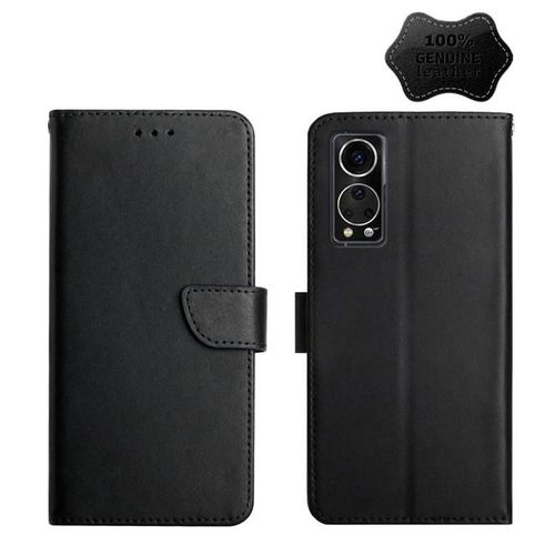 Étui À Rabat En Cuir Zte Axon 30 - Résistant Aux Empreintes Digitales,Noir Noir