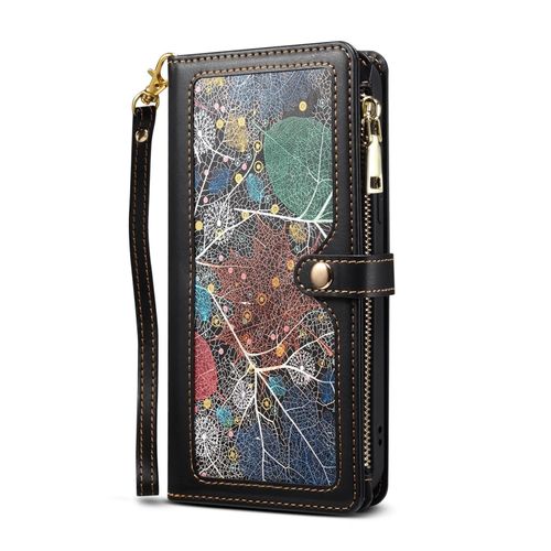 Étui Portefeuille Samsung Galaxy Note20 Ultra - Cuir Rfid,Cordon,Fermeture Éclair - Sunsky Noir Noir