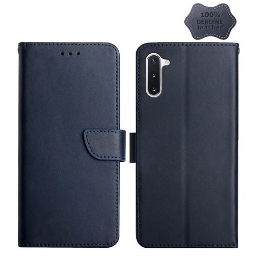 Étui À Rabat En Cuir Samsung Galaxy Note10 - Résistant Aux Empreintes Digitales,Bleu Bleu